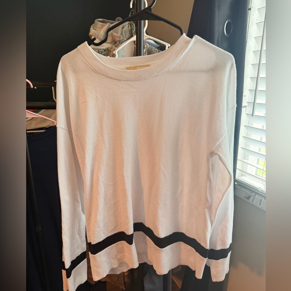 MICHAEL Michael Kors White Sweatshirt with Black Stripes